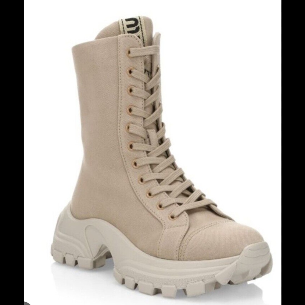 Denim washed combat boots